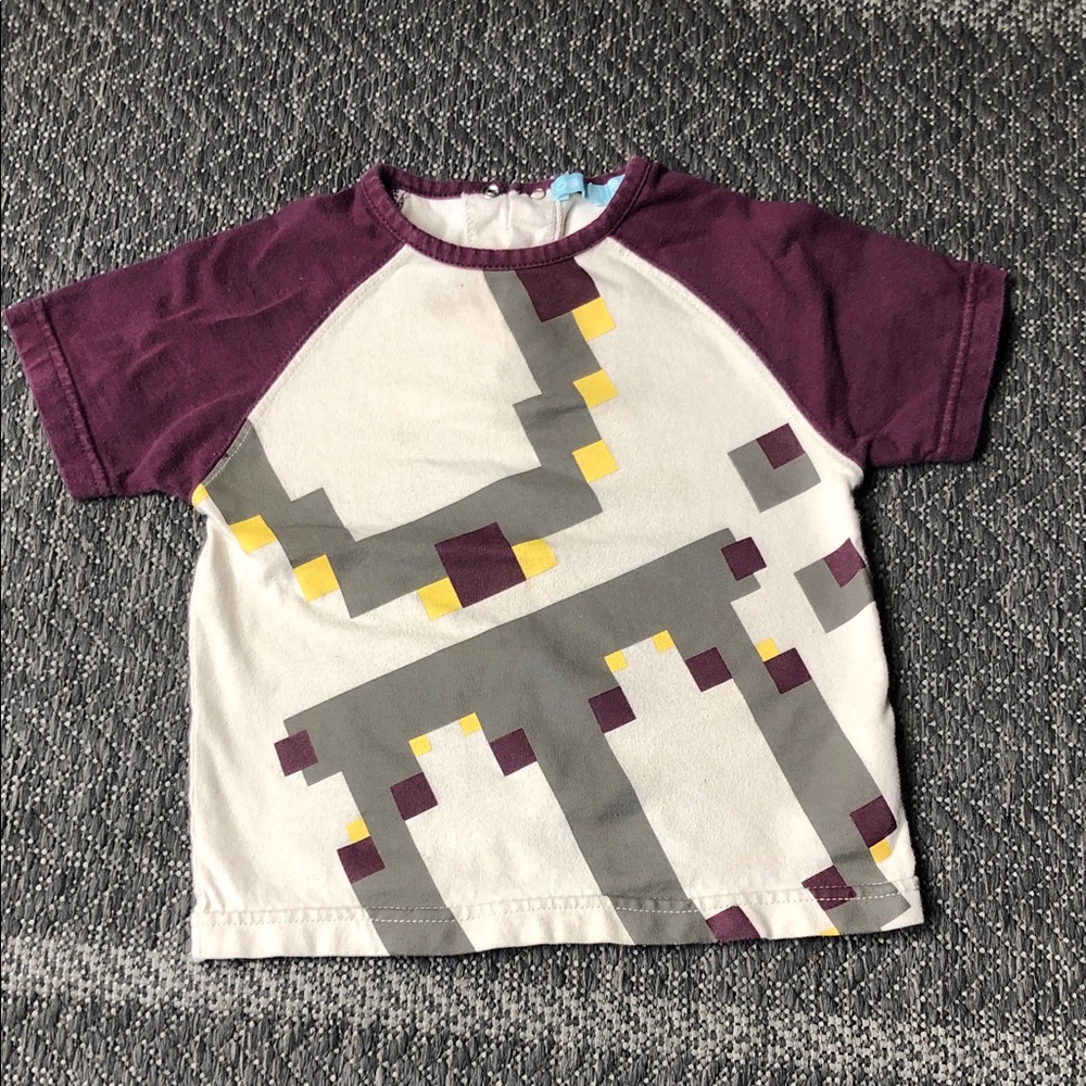 Toddler Raglan Tee with Purple Sleeves & Geometric Print